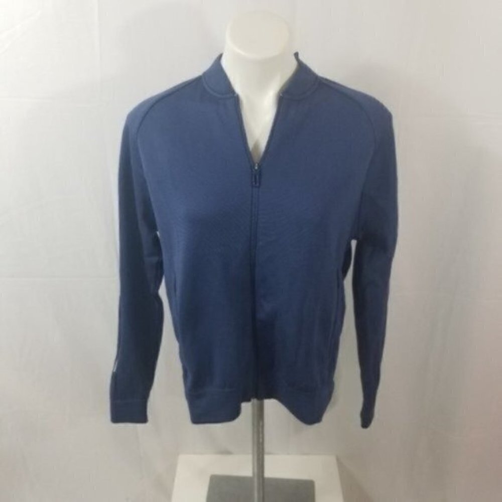 Adidas ID Knit Bomber Jacket Blue White - Picture 6 of 7